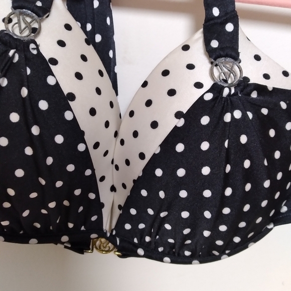 Victoria's Secret Black and White Halter Underwire Bikini Top Size 36C - Picture 5 of 10